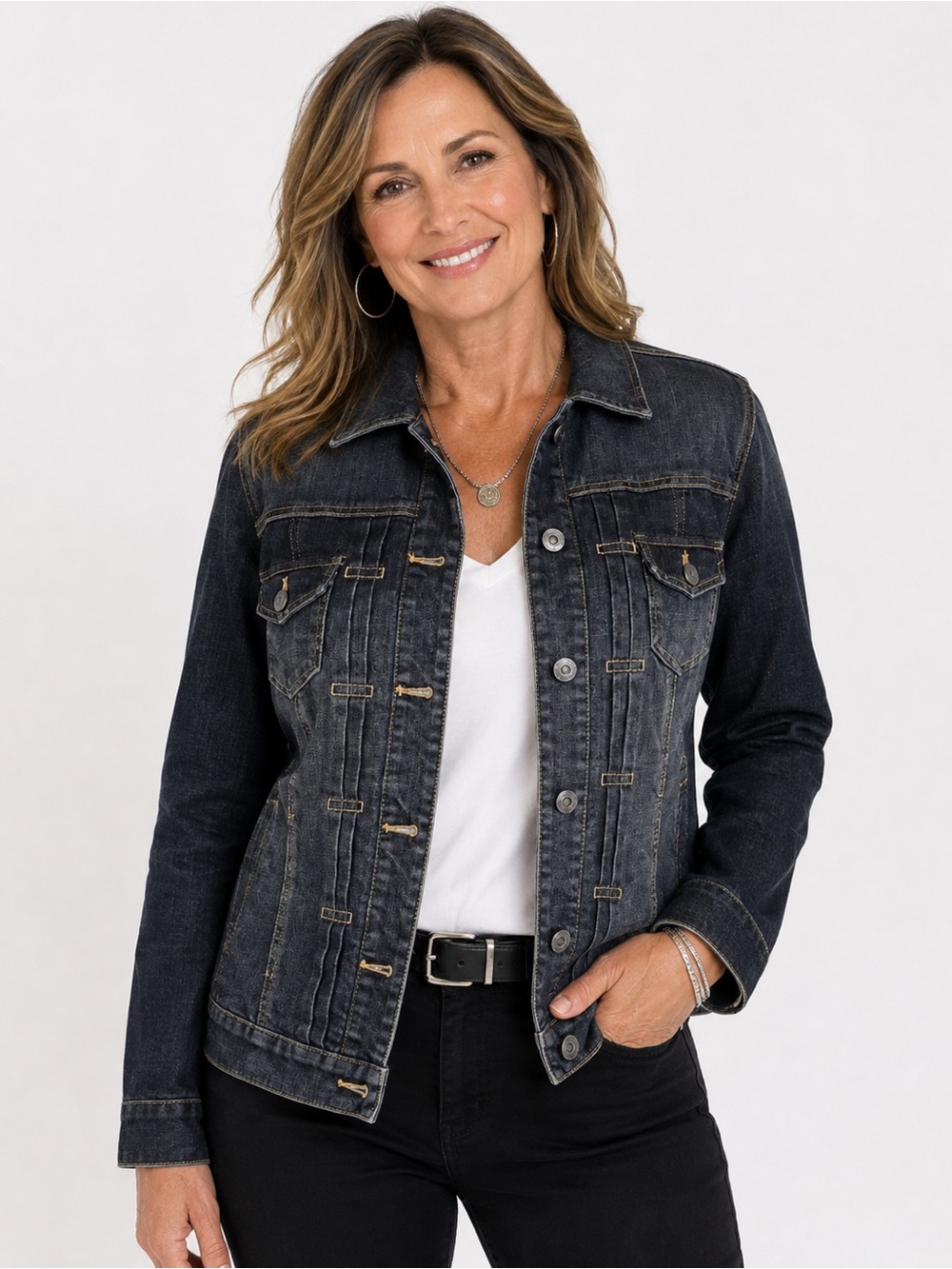 Chico’s Platinum denim jacket